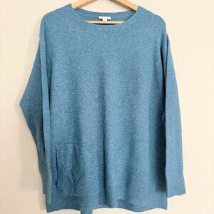 J. Jill Pure Jill Cozy Sweater with Pockets Size Small Blue Wool / Alpaca Blend